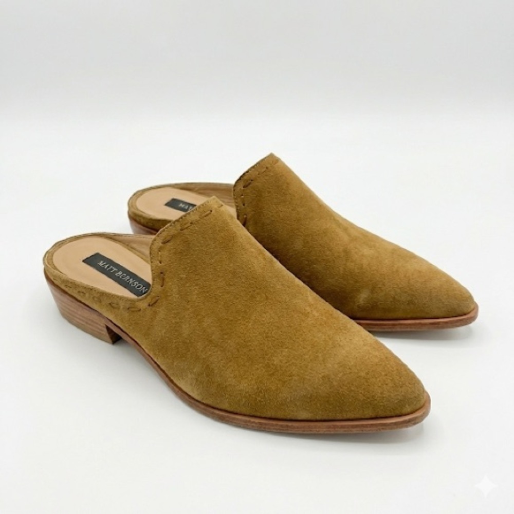 Matt Bernson Suede Mule Pointed Toe Slip On Tan Size 7.5